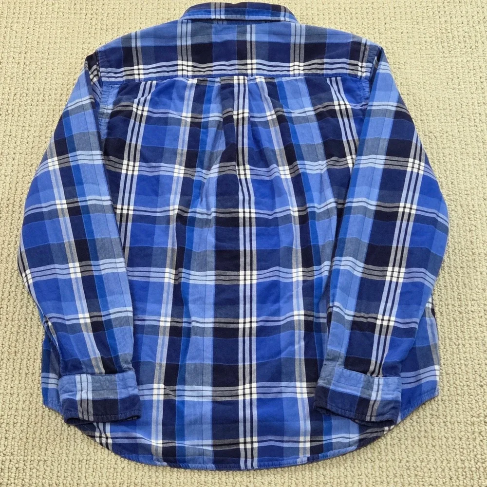 Ralph Lauren Boys Button Down Shirt Plaid Blue Long Sleeve Youth‎ L (14-16)